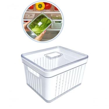 Imagem de Organizador De Geladeira Plastutti Elegance Alto Ret. Com Cesta 3,8l