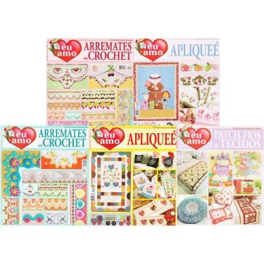 Imagem de Revista Bordados Crochê Aplique Patch Kit 5 Volumes - Bordados Moderno