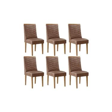 Imagem de Cadeira De Cozinha Maldivas Kit 6 Un Madeira Capuccino/corano Capuccino - Rufato
