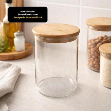Imagem de Pote De Vidro Borossilicato Com Tampa De Bambu 950 Ml - Thika