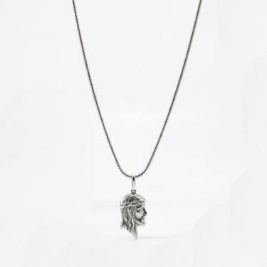 Imagem de Corrente Rabo Rato 70 Cm Ping. Face Cristo Prata Pura 925 - Lojas La&N