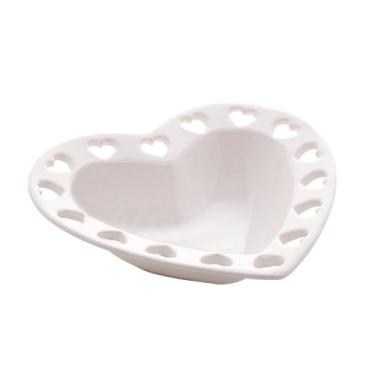 Imagem de PORTA ANEIS BOWL DE CERAMICA CORAÇÃO BRANCO 14,5x13,5x3,5cm - Lyor