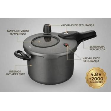 Imagem de Panela De Pressão Visor Antiaderente 4,5l Grafite Mta