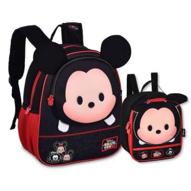 Imagem de Kit Escolar Mochila e Lancheira Mickey Bolsa Infantil Tsum Tsum - Disn