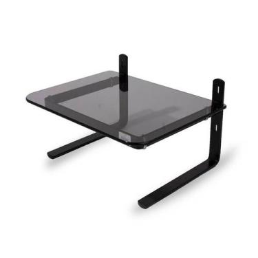 Imagem de Suporte Monitor TV Office Preto Fumê Fácil Instalação, Otimiza Espaço 