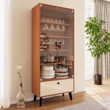 Imagem de Cristaleira 2 Portas de Vidro 1 Gaveta Londres Politorno