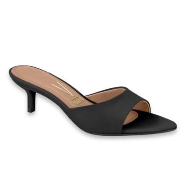 Imagem de Sandália Tamanco Feminino Vizzano Salto Médio Bico Fino Festa Casual R