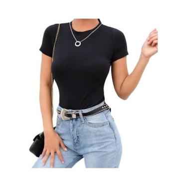 Imagem de Bodysuit De Algodão Preto E Branco Com Manga Curta Para Mulheres, Top 