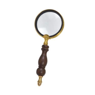 Imagem de Lupa de Aumento Decorativa Dourado com Cabo de Madeira 20cm 15545-PL