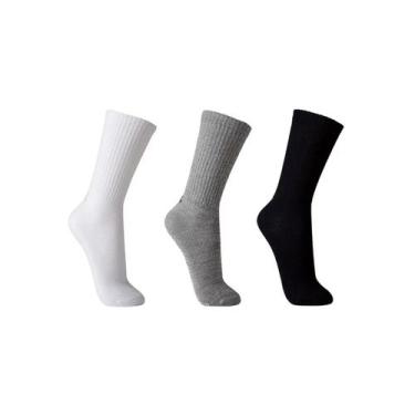 Imagem de Kit 3 Meia Lupo 65% Algodao 3245 Branco/Mescla/Preto, 37/40, Branco, M