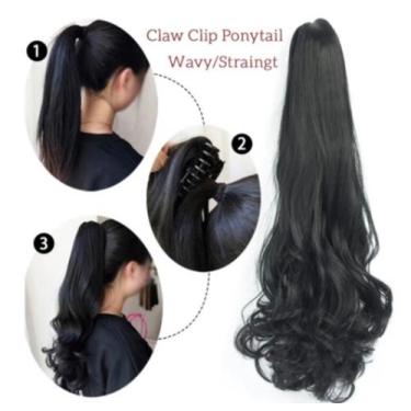 Imagem de Rabo de Cavalo Ondulado Fibra premium 65cm Preto - Gm Hair