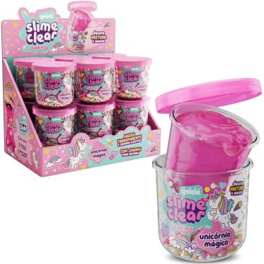 Imagem de Slime Infantil Clear Charms Unicórnio Mágico 122g Transparente com Enfeites Crunchy Gelelé
