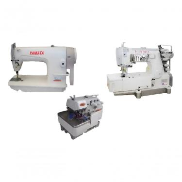 Imagem de Kit Máquinas de Costura Industriais Reta Overlock e Galoneira Completas 3 Leds Autovolt 110-220V Yamata