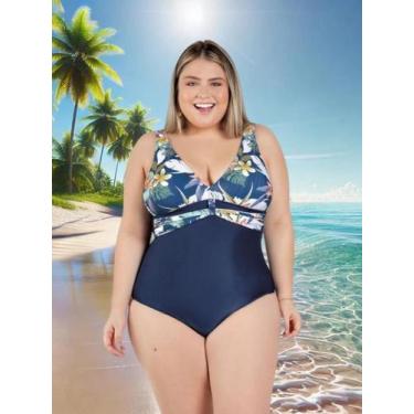 Imagem de Maiô Feminino Praia E Piscina Com Tira Frontal Decote Em V - Marguerit