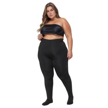 Imagem de Meia Calça Bela Mulher Plus Size Legging Flanelada, Preto, 58/60