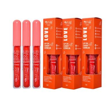 Imagem de Lip oil candy cereja max love kit c/06 uni cód.100
