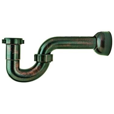 Imagem de PF WaterWorks DecoTRAP Decorativo ABS P-Trap (Cozinha/Banheiro) com Capa Adaptadora de Parede Combinada - Universal (1-1/2 pol. ou 1-1/4 pol. x 1-1/2 polegadas); Bronze friccionado a óleo; PF0703-ORB