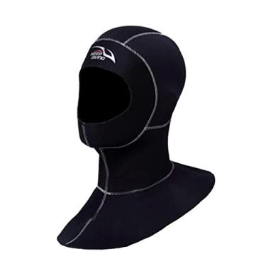 Imagem de Newmind Touca de mergulho unissex de neoprene de 3 mm, neoprene com ajuste firme para mergulho, capuz para roupas de mergulho, para homens/mulheres - costura branca XGG