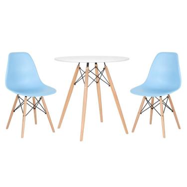Imagem de KIT - Mesa redonda Eames 70 cm branco + 2 cadeiras Eiffel DSW