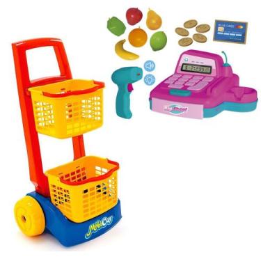 Imagem de Caixa Registradora De Brinquedo Infantil+ Carrinho De Compra - Usual B