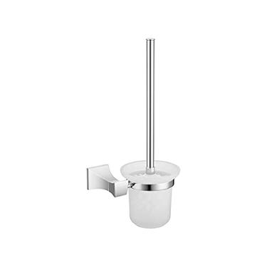 Imagem de Conjunto quadrado de acessórios de banheiro de aço inoxidável anel de toalha suporte de papel escova de vaso sanitário Cesta de sabão polido cromado montado na parede, suporte de escova de vaso sanitário