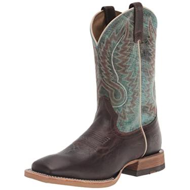 Imagem de ARIAT Melhor e legal masculino de couro de flor integral azul Cow Camp desempenho ocidental - 10040273, Better Brown/Cool Blue, 9.5 Big Kid