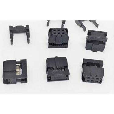 Imagem de Acessórios de peças – Conectores Pro Pacote com 25 unidades IDC 2X3 6 pinos soquetes de linha dupla para cabo de fita plana, 6P 2,54 mm 0,1" FC conectores fêmea para cabo de fita plana de passo de 0,05"