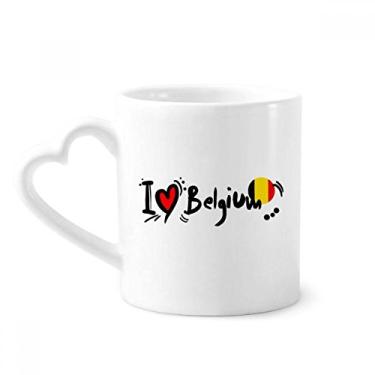 Imagem de I Love Belgium Word Flag Love Heart Illustration Mug Coffee Ceramic Drinkware Glass Heart Cup