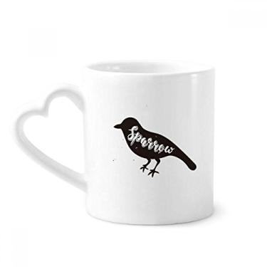 Imagem de Sparrow Caneca de animal preto e branco café cerâmica copo de coração de vidro