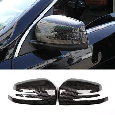Imagem de PIUGILH Capa de espelho retrovisor com padrão de fibra de carbono ABS decoração exterior para Mercedes Benz Classe G GL GLE GLS ML W461 X166 W166 2013-2018