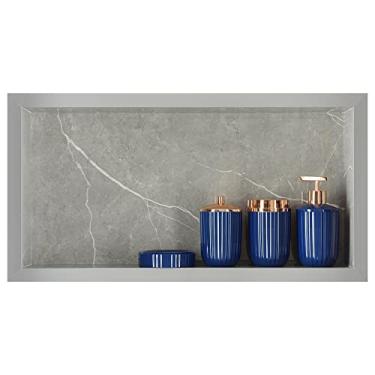 Imagem de Nicho Em Porcelanato P/Banheiro Cinza Marmorizado 61x31x11 Cm