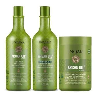 Imagem de Argan Oil Inoar Kit Shampoo E Condicionador 1L + Máscara 1Kg
