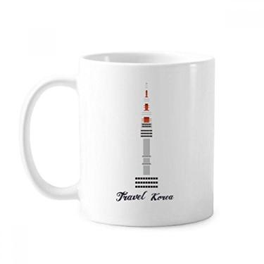 Imagem de Caneca clássica Seoul Tower in Korea Caneca de cerâmica branca presente com alças 350 ml