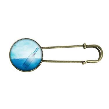 Imagem de Garrafa de vidro oceano ciência natureza retrô broche de metal clipe joia