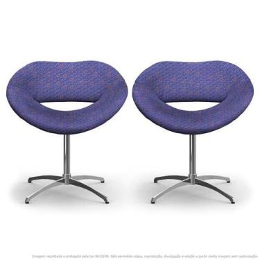 Imagem de Kit 2 Cadeiras Beijo Colmeia Rosa E Lilás Poltrona Decorativa Com Base