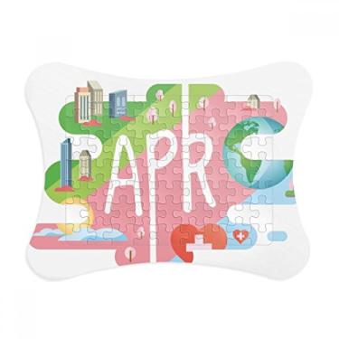 Imagem de Moldura de quebra-cabeça de ilustração de mês de abril, decoração de quadros, ornamento de jogo de quebra-cabeça