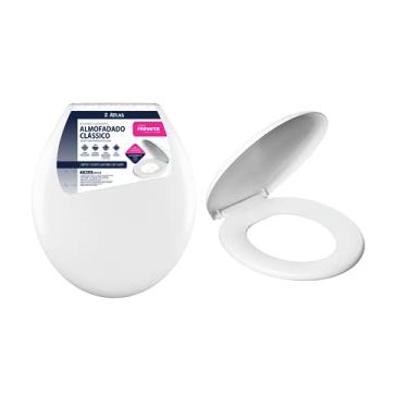 Imagem de Assento Sanitário Almofadado Clássico com Tampa envolvente, Cor Branco, Linha Primafer, Atlas.