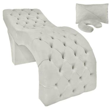 Imagem de Maca Cama Estética Estofada para Design Cílios Sobrancelhas Veludo Bege SOFA STORE