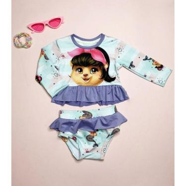 Imagem de Conjunto de banho manga longa bebê com proteção UV - menina