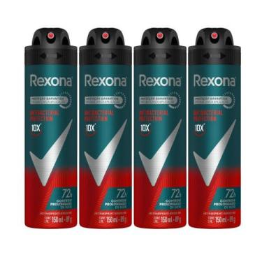 Imagem de Kit 4 Desodorante Rexona Antibacterial Protection Men Aerosol Antitran