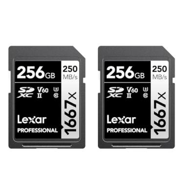 Imagem de Lexar Cartão SD profissional de 256 GB (pacote com 2) 1667x, UHS-II, C10, U3, V60, Full HD, 4K, cartão de memória SDXC de leitura de até 250 MB/s, para fotógrafo profissional, videógrafo, entusiasta