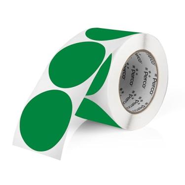 Imagem de Perco Etiquetas adesivas redondas verdes de 7,5 cm com adesivo permanente - 500 etiquetas por rolo - cores vibrantes, forte adesão - Feito nos EUA