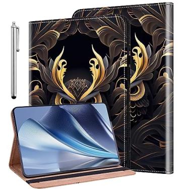 Imagem de ALILANG Capa para Samsung Galaxy Tab S6 Lite 10,4 polegadas 2024/2022/2020 (SM-P620/P610/P613) com Stylus, capa dobrável de couro PU à prova de choque para Galaxy Tab S6 Lite - Basalt Eagle