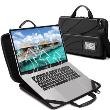 Imagem de Capa de laptop para Chromebook de 14,1 a 15,6 polegadas: sempre em bolsa protetora para laptop MacBook Microsoft Surface HP Lenovo Dell com suporte magnético de três dobras, para notebook, dissipação de calor à prova de choque