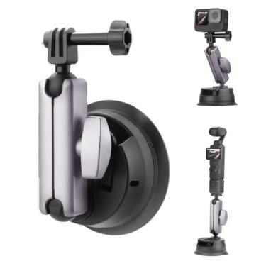 Imagem de BRDRC Suporte de ventosa Pocket 3, suporte para para-brisa e câmera de janela para DJI Osmo Pocket 3 2, Action 5 Pro 4, Insta360 X4 X3 Go 3S, GoPro Hero 13 12 11 10 9 Acessórios - Aluminu