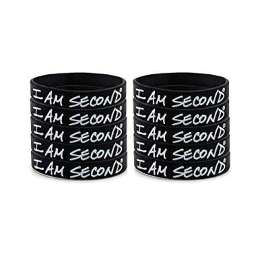 Imagem de Pulseiras de silicone clássicas juvenis/pequenas I Am Second, Preto, 10 Pack