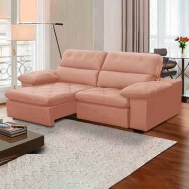 Imagem de Sofa Retratil Reclinavel 2 Lugares 2,40m Crystal Veludo Rosê LansofBR