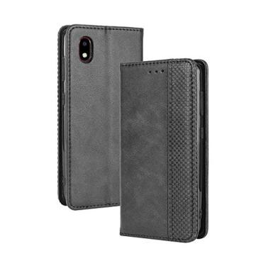 Imagem de Capa para ZTE Blade A3 2020, capa flip carteira de couro para ZTE Blade A3 2020, capa magnética retrô para celular, capa carteira com compartimentos para cartão