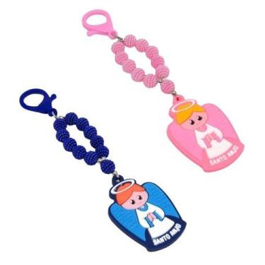 Imagem de Chaveiro Santo Anjo emborrachado Infantil - Outros, Rosa