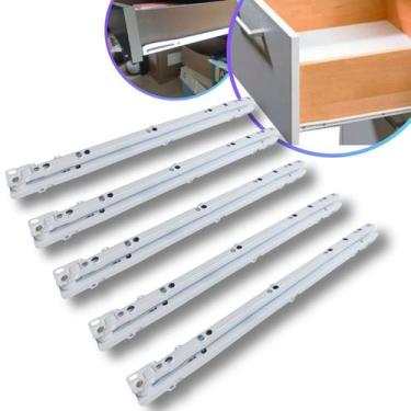 Imagem de 10 Corrediça de 40cm  400mm 5 PAR Gaveta Moveis Armário Trilho Reforça